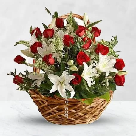 Basket of Lilies n Roses