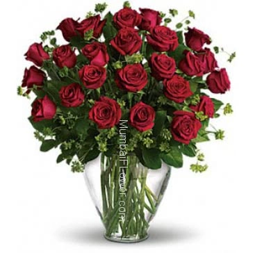 Valentine red roses, 40 Valentine Red Roses in a Simple Glass Vase for your Love