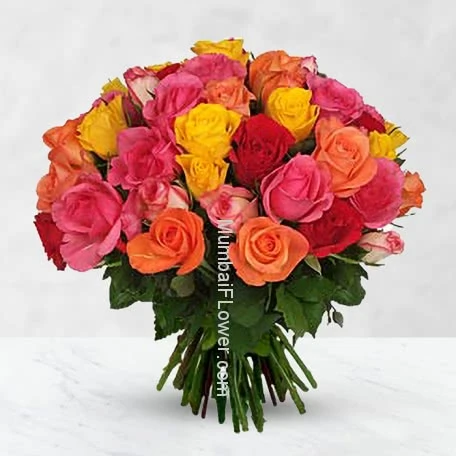 Bunch of 40 Mixed Colour Roses