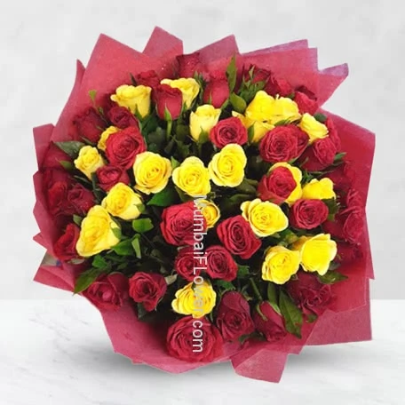 Bunch of 40 Red & Yellow Roses