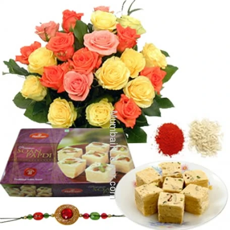 Rakhi Roses SohnPapri Combo