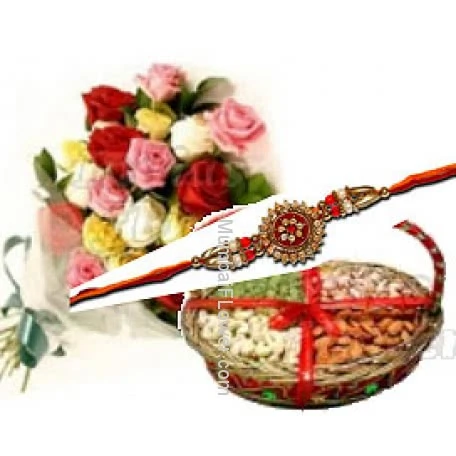 Rakhi Dryfruit Multi Roses.