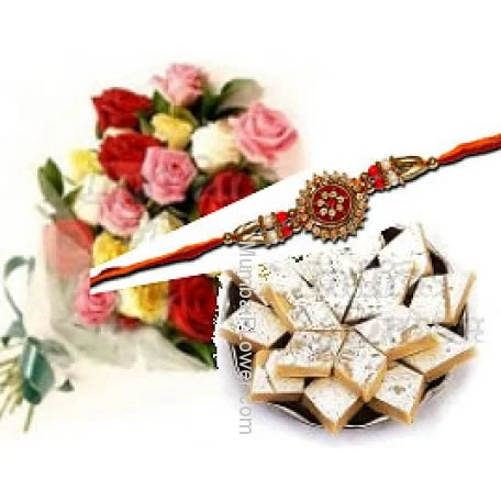 Rakhi Roses n Kaju Barfi
