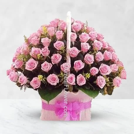 Basket of 75 Pink Roses