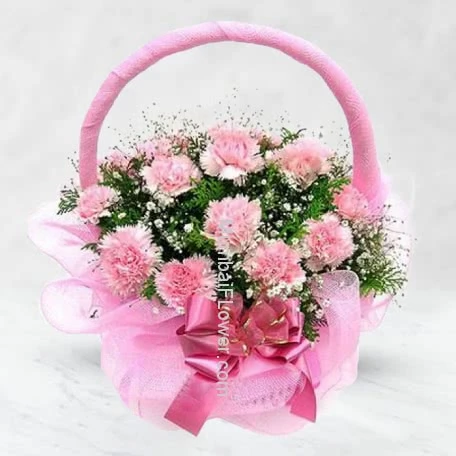 Basket of Pink Carnations