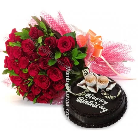 25 Roses Cake Combo