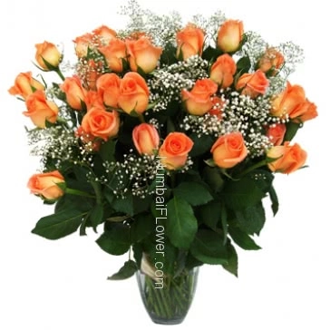 Vase with 40 Stems of Orange Roses to make your evening romantic