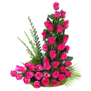 Loving and blossom dark pink with green combination of 45 roses with great arrangement for your loving ones.