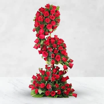 Life Size Arrangement of 150 Red Roses. Height Approx 4-5 Ft.helps you to express your emotions classically!! No needs of words!.  