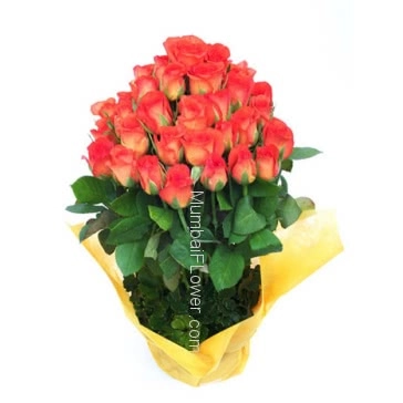 A bouquet of orange roses could indicate a desire to move a friendship into a more romantic relationship. Bunch of 40 Orange Roses.