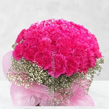  Wonderful Bunch of 40 Carnations of pink color decorated beautifully for perfect to send beautiful lady in your life 