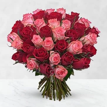 Bunch of 40 Red and Pink Roses for your Beautiful feminine love