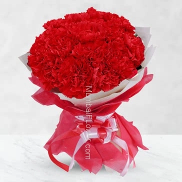Bunch of 40 Red Carnations to represent love, passion, adoration and affection..