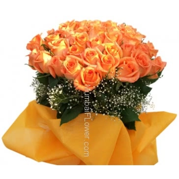 Perfect for a fiery romantic evening.Bunch of 24 Stems of Orange Roses                   