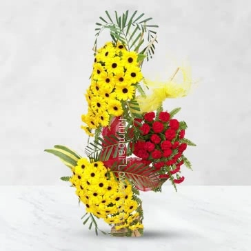 Perfect to make person and occasion Happy and Energetic with lovingly which shows your sense of express Mixed Tall Arrangement with 60 Gerberas and Carnations.