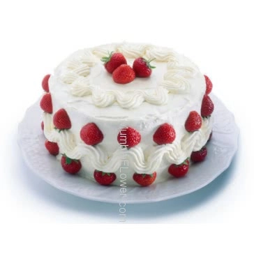 Strawberry Cake when you will eat you will say only mmmmmmmm....... n Beautifully decorated with fresh strawberries 