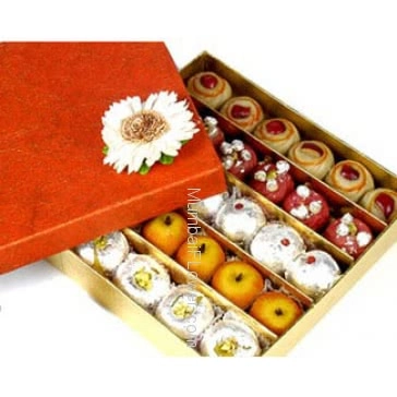 A Beautifully Assorted Mithai Box contains different types of fresh mithais 1 Kg. 