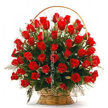 Wonderful Basket of 40 Valentine Red Roses for your Love!!