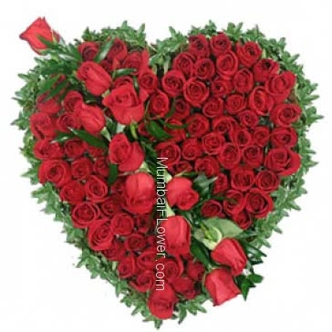 Valentines Day Heart Shape of 100 Red Roses Gift your heart to your Valentine.