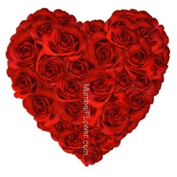 Valentines Day Heart Shape 40 Red Roses make your Loves Valentine day most memorable day of life.