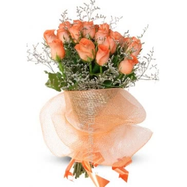 Bunch of 20 Valentine Orange Roses for your love