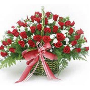 A Basket of Love! 100 Valentines Day Red Roses in a Basket for your Love