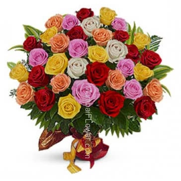Bunch of 30 Mixed Color Assorted Roses a colorful gift to your Valentine.