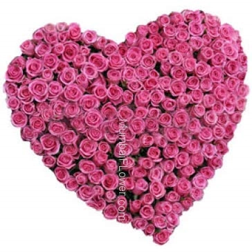 150 Pink Roses in a Heart Shape for Valentines Day