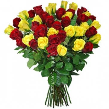 Bunch of 30 Red and Yellow Roses for Valentines Day, A beautiful combination of roses.