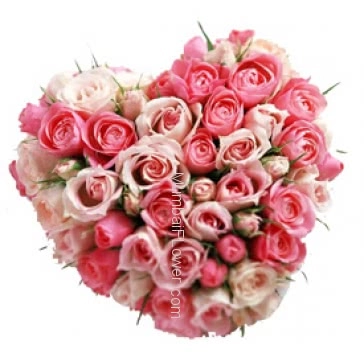 Pink Beauty!!!!, 50 Pink and White Roses in a Heart Shape for Valentines Day