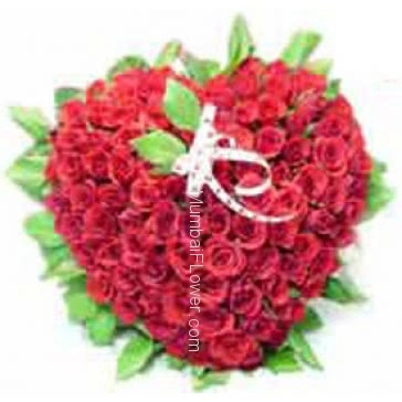 Love from your heart,100 Red Roses in a Heart Shape for Valentines Day Gift