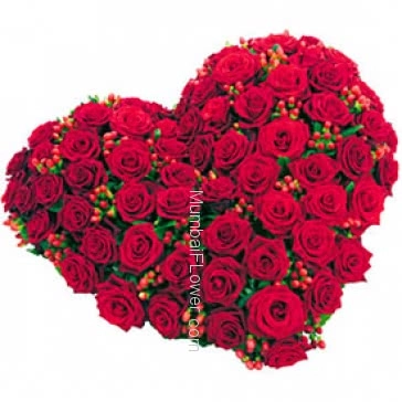 Love roses in Heart shape, 75 Valentine Red Roses in a Heart Shape for your Love.
