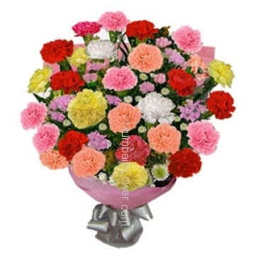 Romantic Bunch of 30 Mixed colored Carnations.