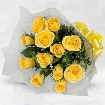 Bunch of 10 Yellow Roses for whom brings joy to your life! your best friend!