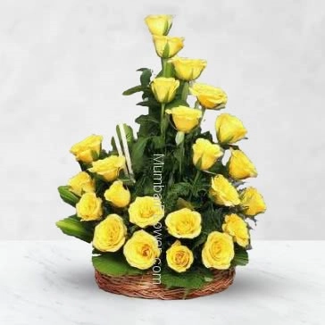 Yellow rose is for friendship send to your lovely friend with Arrangement of 30 Yellow Roses nicely decorated with Greens.
