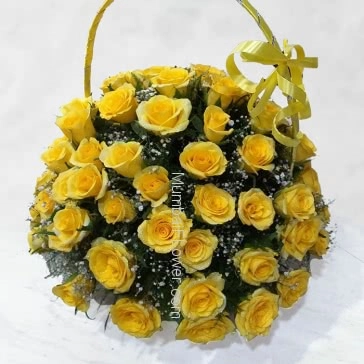 A beautiful Basket of 40 Yellow Roses for your loved ones nicely decorated with Ribbons to wish or congratulate from heart to recipient.
