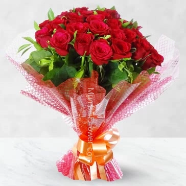Red roses is used to express your love. give Bunch of 25 Red Roses nicely decorated with Ribbons to express your love to your loved ones.