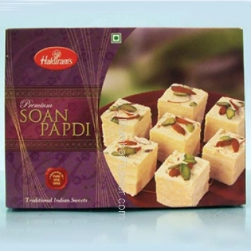 Hamper includes 1kg sone papri sweets with Diwali greeting card.