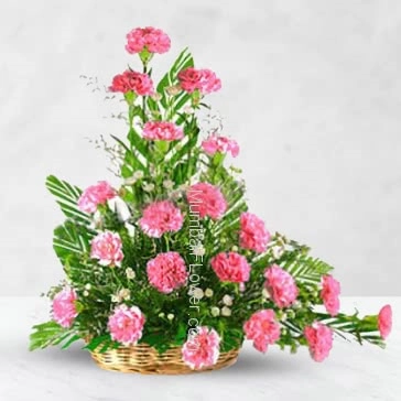 Arrangement of 20 Pink carnation nicely decorated with greens