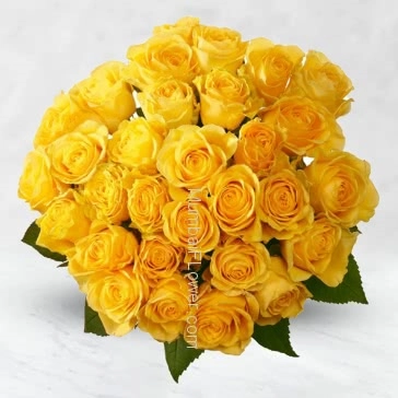 Bunch of 30 Yellow Roses Plastic Cellophane packing