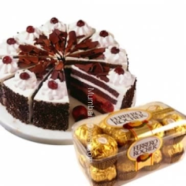 Half Kg. Black forest Cake and 16 Pc Ferrero Rocher Chocolate