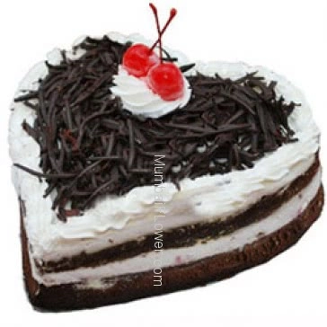2 Kg Heart Shape Delicious Black Forest Cake. Please order 1-2 Days in advance.