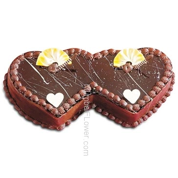 3 Kg. Delicious Twin Heart Chocolate Cake. Please order 1-2 Days in advance.