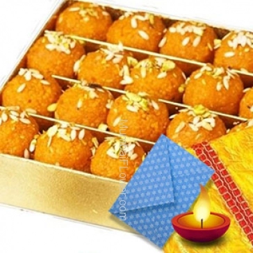 Diwali Combo 1 Kg. Motichur Laddu, with 1 Diwali Greeting Card