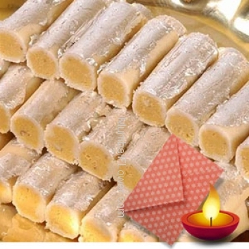 1 Kg. Kaju Roll Mithai wiht 1pc Diwali Greeting Card