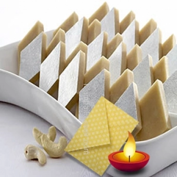 1 Kg. Kaju Katli Mithai with 1pc Diwali Greeting Card