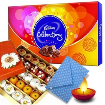 Diwali Combo 1pc Big Cadbury Celebration Box with Half Kg. Mixed Mithai