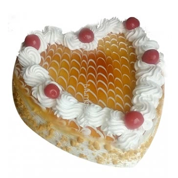 Half kg. Heart Shape Butter Scotch Cake...  Order 1 Day in advance. Please note : Cake icing may differ from shown picture.