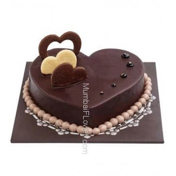 Half Kg. Heart Shape Premium Quality and Delicious Chocolate Cake ... Order 1 Day in advance. Please note : Cake icing may differ from shown picture.