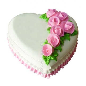 1 Kg. Heart Shape Premium Quality Vanilla Cake, best in quality and flavour... Order 1 Day in advance. Please note : Cake icing may differ from shown picture.
